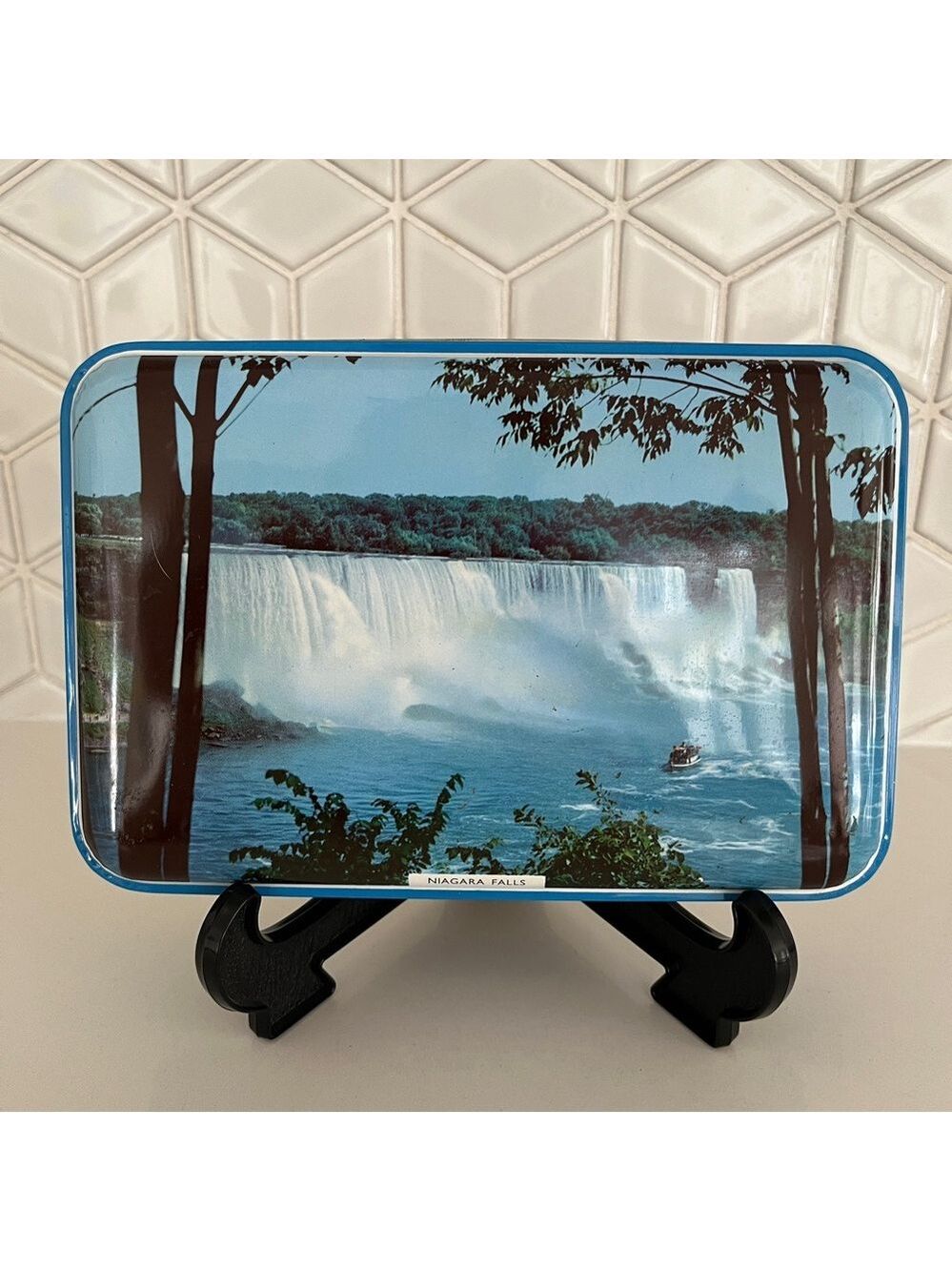 VINTAGE Riley's Toffee Niagara Falls Rectangular Tin Decor Storage Landmarks